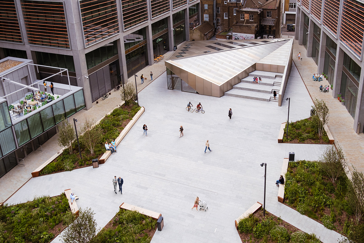 Aerial photograph of The Stage, Shoreditch